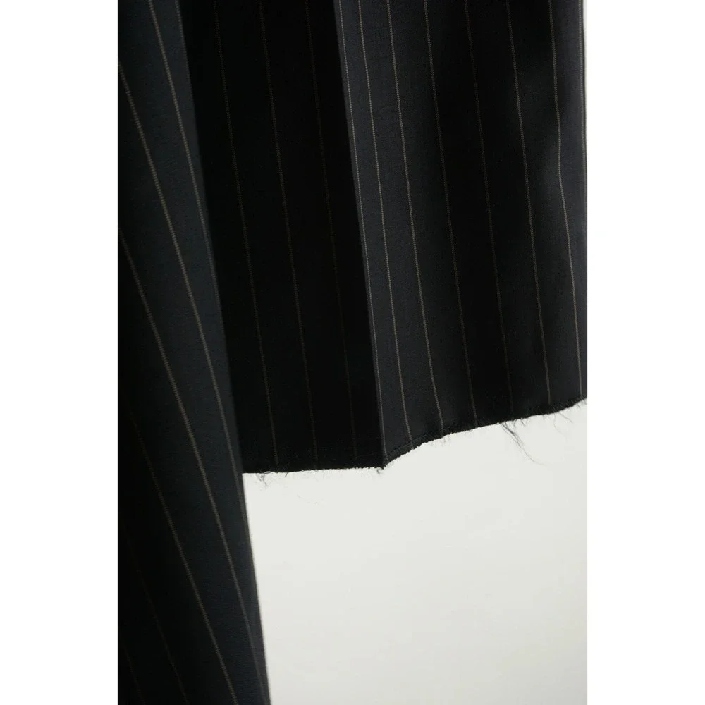 New Aristo 18 Aberdeen Men's 38 Unhemmed Navy Blue Tan Stripe Wool Dress Pants